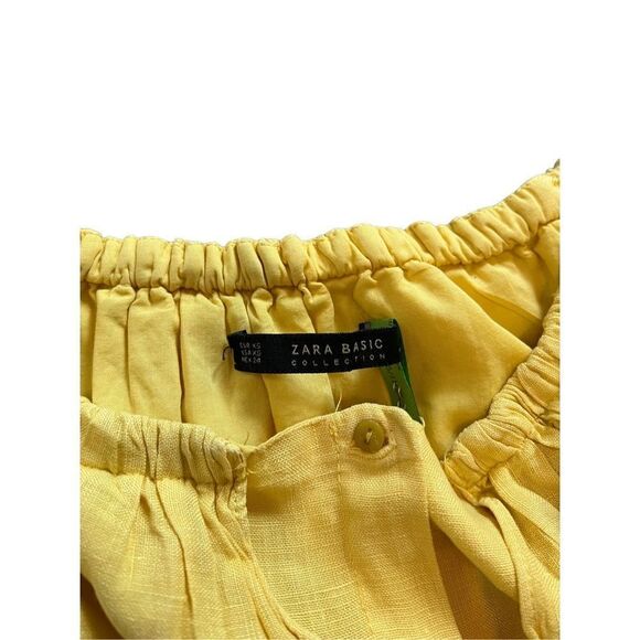 Zara Linen Yellow Off The Shoulder Dress Size XS - Picture 11 of 12